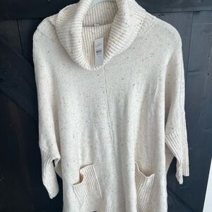 LOFT Speckled Cream Cowl Neck Sweater